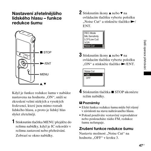 Sony ICD-UX300 - ICD-UX300 Consignes d&rsquo;utilisation Tch&egrave;que