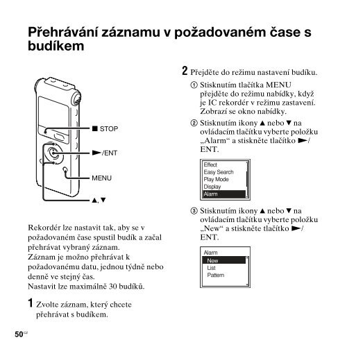 Sony ICD-UX300 - ICD-UX300 Consignes d&rsquo;utilisation Tch&egrave;que