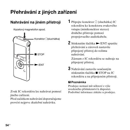 Sony ICD-UX300 - ICD-UX300 Consignes d&rsquo;utilisation Tch&egrave;que