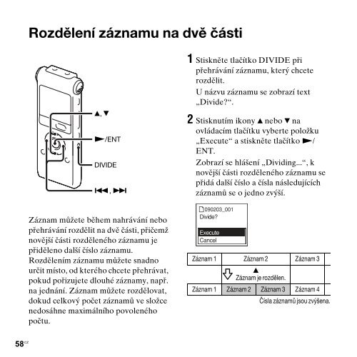 Sony ICD-UX300 - ICD-UX300 Consignes d&rsquo;utilisation Tch&egrave;que