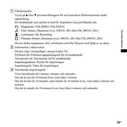 Sony ICD-UX300 - ICD-UX300 Consignes d&rsquo;utilisation Su&eacute;dois