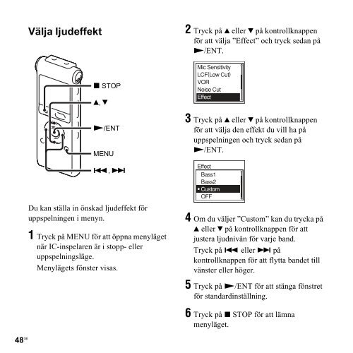 Sony ICD-UX300 - ICD-UX300 Consignes d&rsquo;utilisation Su&eacute;dois