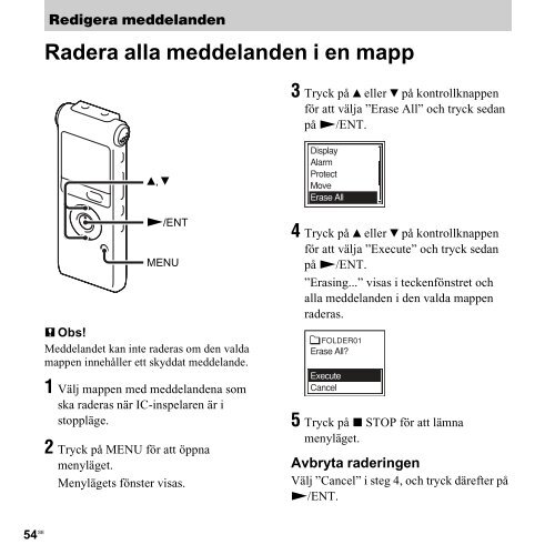 Sony ICD-UX300 - ICD-UX300 Consignes d&rsquo;utilisation Su&eacute;dois