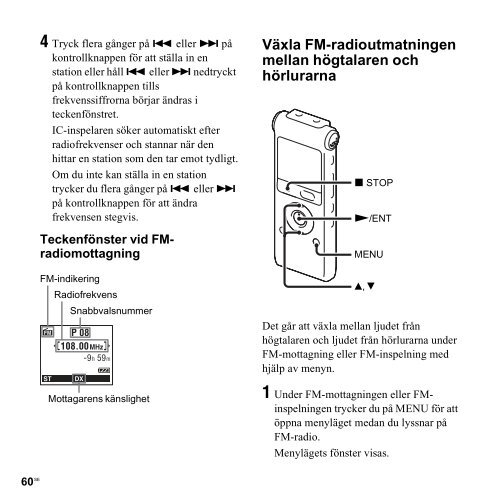 Sony ICD-UX300 - ICD-UX300 Consignes d&rsquo;utilisation Su&eacute;dois