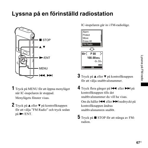 Sony ICD-UX300 - ICD-UX300 Consignes d&rsquo;utilisation Su&eacute;dois