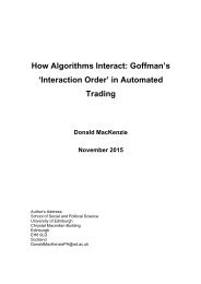 How Algorithms Interact Goffman’s ‘Interaction Order’ in Automated Trading