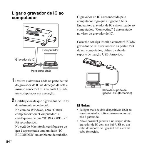 Sony ICD-UX200F - ICD-UX200F Consignes d&rsquo;utilisation Portugais