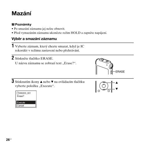 Sony ICD-UX200F - ICD-UX200F Consignes d&rsquo;utilisation Tch&egrave;que