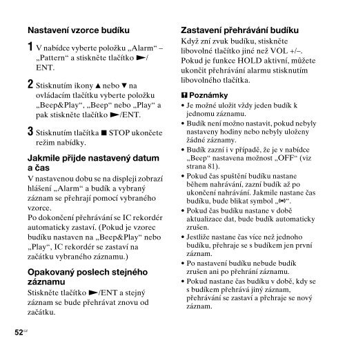 Sony ICD-UX200F - ICD-UX200F Consignes d&rsquo;utilisation Tch&egrave;que