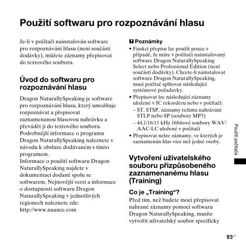 Sony ICD-UX200F - ICD-UX200F Consignes d&rsquo;utilisation Tch&egrave;que