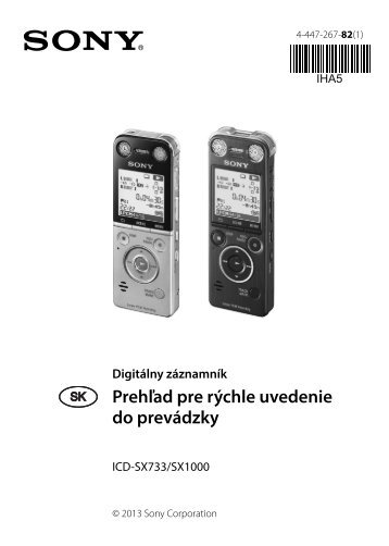 Sony ICD-SX733 - ICD-SX733 Guide de mise en route Slovaque