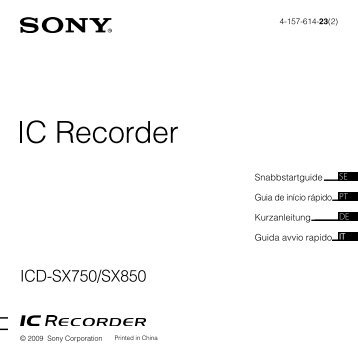 Sony ICD-SX850 - ICD-SX850 Guide de mise en route SuÃ©dois