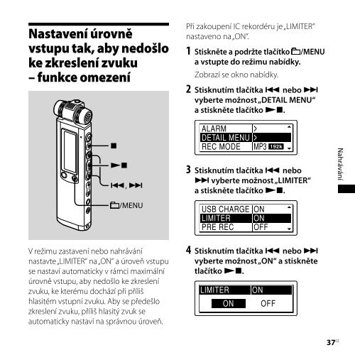 Sony ICD-SX850 - ICD-SX850 Consignes d&rsquo;utilisation Tch&egrave;que