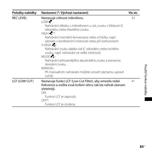 Sony ICD-SX850 - ICD-SX850 Consignes d&rsquo;utilisation Tch&egrave;que