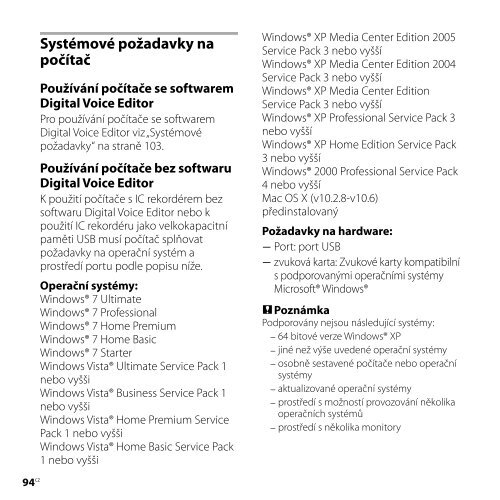 Sony ICD-SX850 - ICD-SX850 Consignes d&rsquo;utilisation Tch&egrave;que