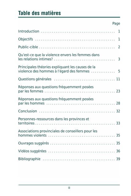 Programmes de counseling pour les hommes violents dans les ...