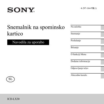 Sony ICD-LX30 - ICD-LX30 Mode d'emploi SlovÃ©nien