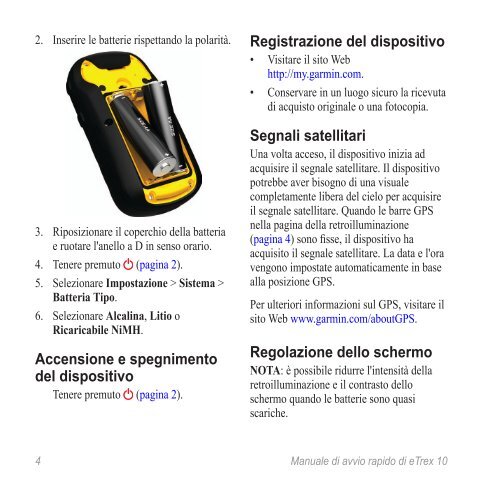 Garmin eTrex&reg; 10 - Manuale di avvio rapido