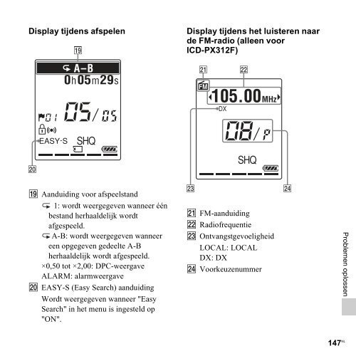 Sony ICD-PX312D - ICD-PX312D Consignes d&rsquo;utilisation N&eacute;erlandais