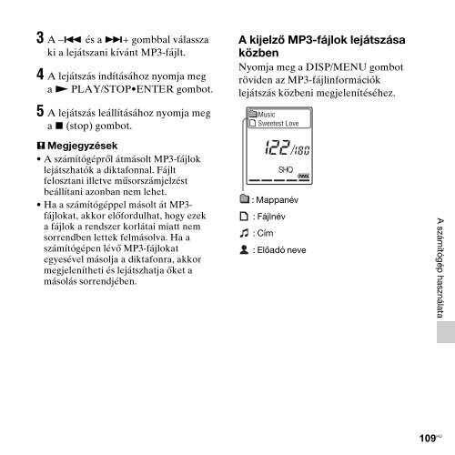 Sony ICD-PX312D - ICD-PX312D Consignes d&rsquo;utilisation Hongrois