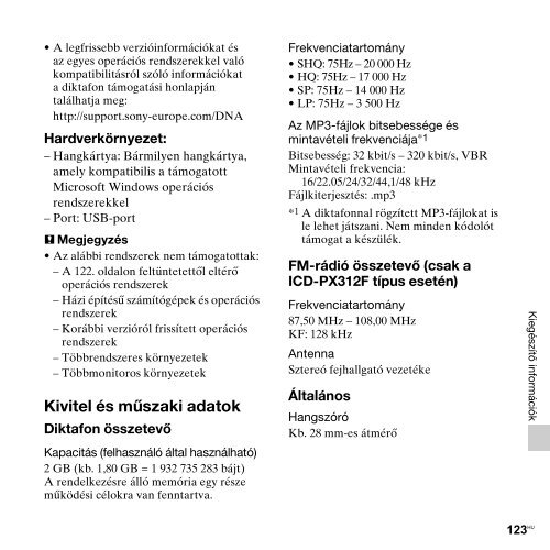 Sony ICD-PX312D - ICD-PX312D Consignes d&rsquo;utilisation Hongrois