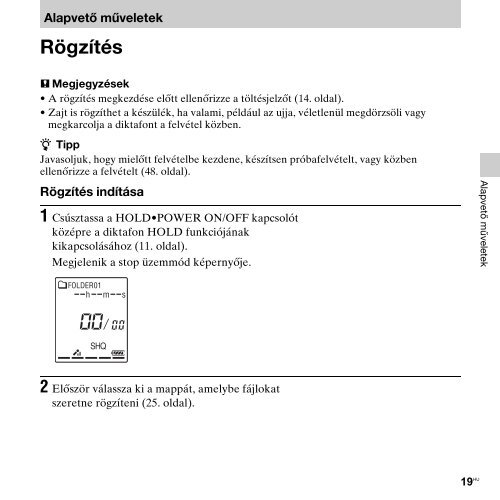 Sony ICD-PX312D - ICD-PX312D Consignes d&rsquo;utilisation Hongrois