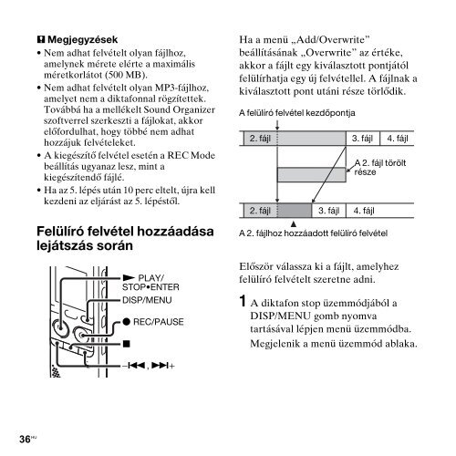 Sony ICD-PX312D - ICD-PX312D Consignes d&rsquo;utilisation Hongrois