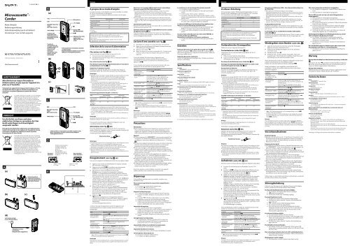 Sony M-575V - M-575V Consignes d&rsquo;utilisation Allemand