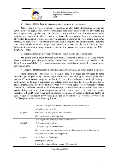 Aplicação do SMED para melhoria da capacidade produtiva e redução de desperdício em uma indústria de transformação