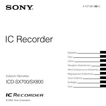 Sony ICD-SX700 - ICD-SX700 Consignes dâutilisation Turc