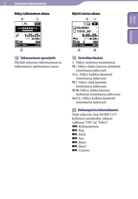 Sony ICD-UX523 - ICD-UX523 Consignes d&rsquo;utilisation Finlandais