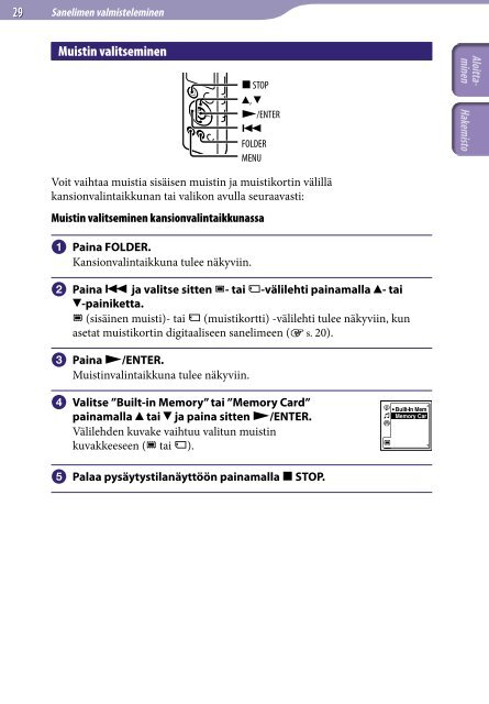 Sony ICD-UX523 - ICD-UX523 Consignes d&rsquo;utilisation Finlandais