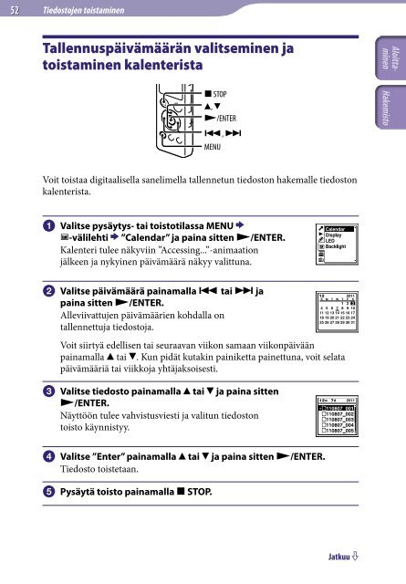 Sony ICD-UX523 - ICD-UX523 Consignes d&rsquo;utilisation Finlandais