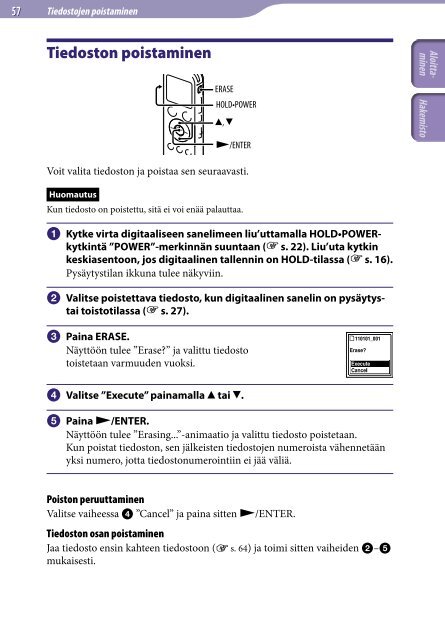 Sony ICD-UX523 - ICD-UX523 Consignes d&rsquo;utilisation Finlandais