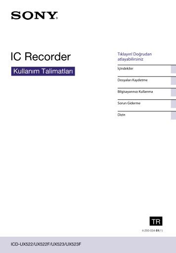 Sony ICD-UX523 - ICD-UX523 Consignes dâutilisation Turc