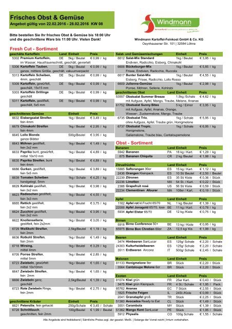 Wochenpreisliste  Obst und Gemüse kw_08