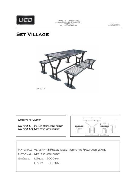 Produktdatenblatt Set Village