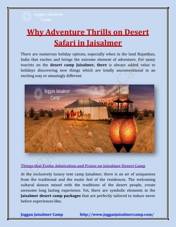 Why Adventure Thrills on Desert Safari in Jaisalmer