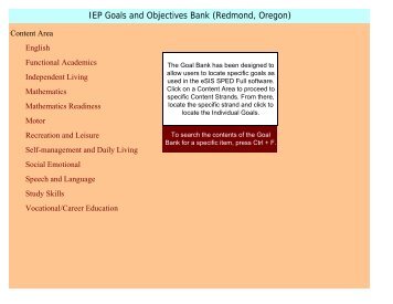 IEP Goals and Objectives Bank (Redmond, Oregon) - Braided Cord