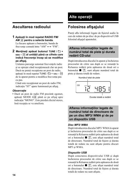 Sony ZS-PE40CP - ZS-PE40CP Mode d'emploi Roumain