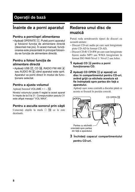 Sony ZS-PE40CP - ZS-PE40CP Mode d'emploi Roumain