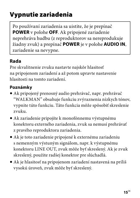 Sony SRF-18 - SRF-18 Consignes d&rsquo;utilisation Slovaque