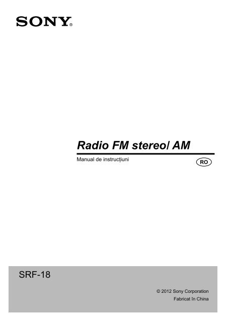 Sony SRF-18 - SRF-18 Mode d'emploi Roumain