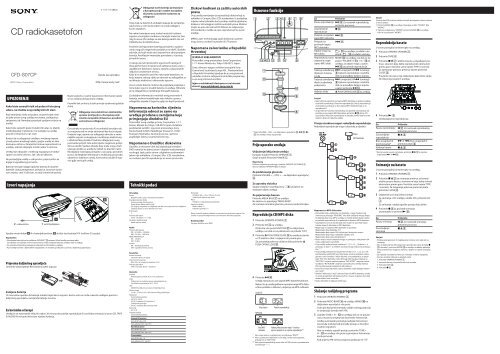 Sony CFD-S07CP - CFD-S07CP Mode d'emploi Croate