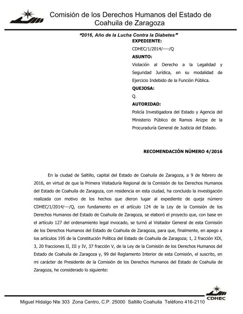 Comisión de los Derechos Humanos del Estado de Coahuila de Zaragoza