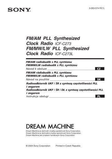 Sony ICF-C273 - ICF-C273 Mode d'emploi Slovaque