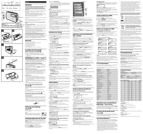 Sony XDR-S56DBP - XDR-S56DBP Consignes d&rsquo;utilisation Allemand