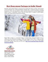 Best Honeymoon Packages in Kullu Manali