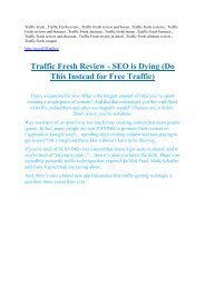 Traffic Fresh Review demo - $22,700 bonus