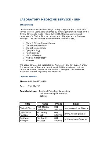 laboratory medicine service - guh - Galway University Hospital